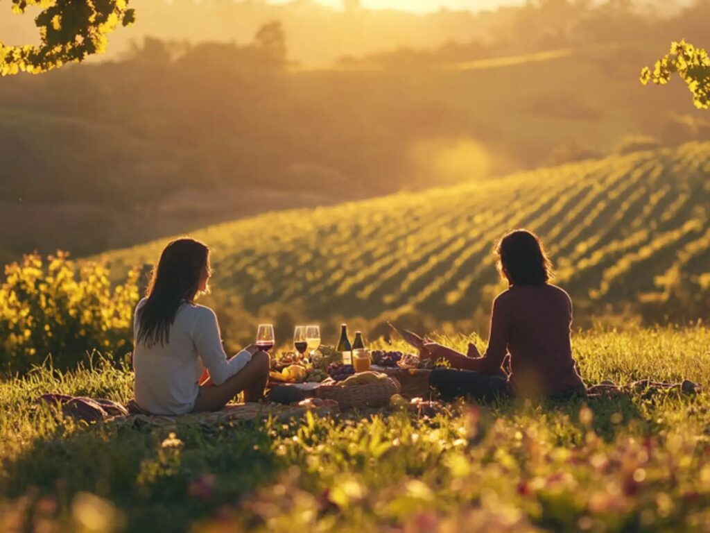 picnic nella natura tra i vigneti